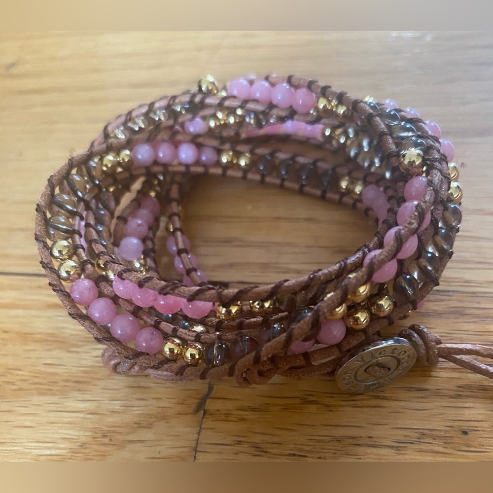 Victoria Emerson Pink and Gold Multi-Strand Wrap Bracelet